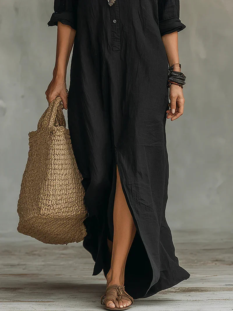 Vestido Largo Holgado con Botones