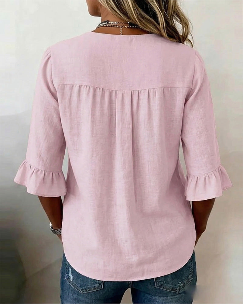 Blusa con Botones y Volantes