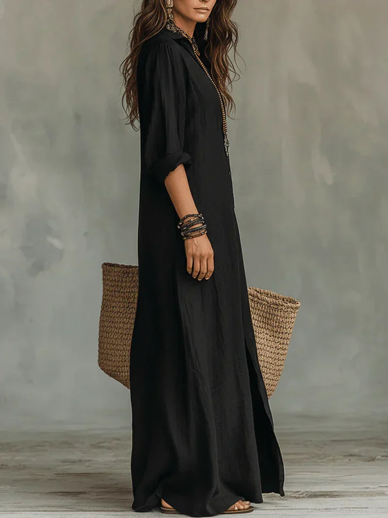 Vestido Largo Holgado con Botones